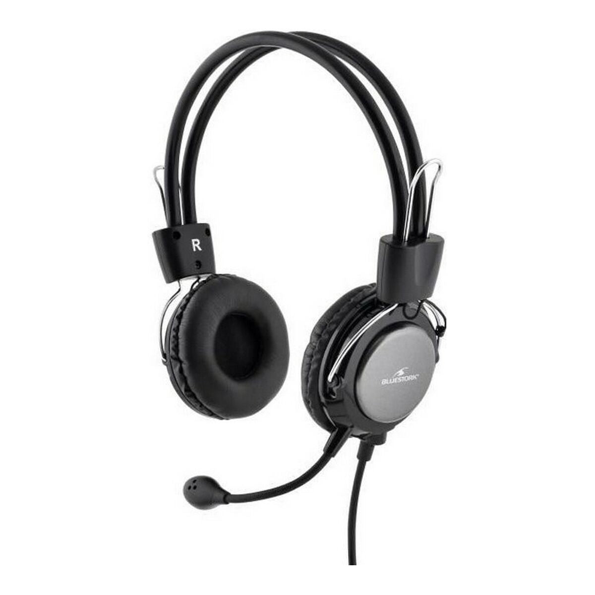 Headphones with Microphone Bluestork MC-201 Black/Silver-0
